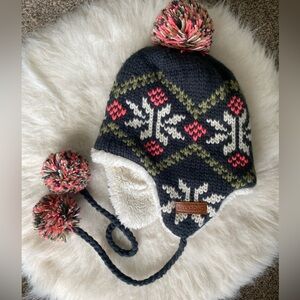 Billabong Pom Pom Bobble Fuzzy Knit Beanie